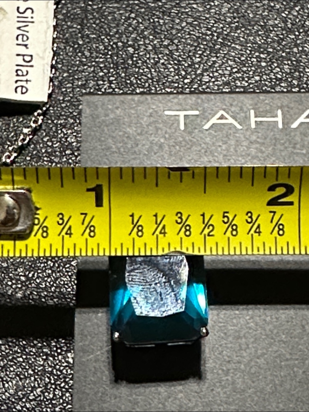 TAHARI Silver Tone Statement Blue Stone Clip On Earrings - Picture 14 of 16